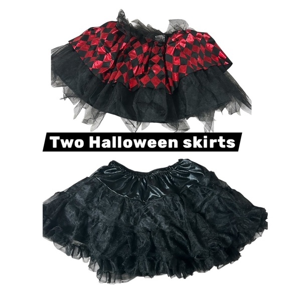 Dresses & Skirts - Combo: Women’s Checkered Tutu Halloween Dress Up Costume and one black skirt OS